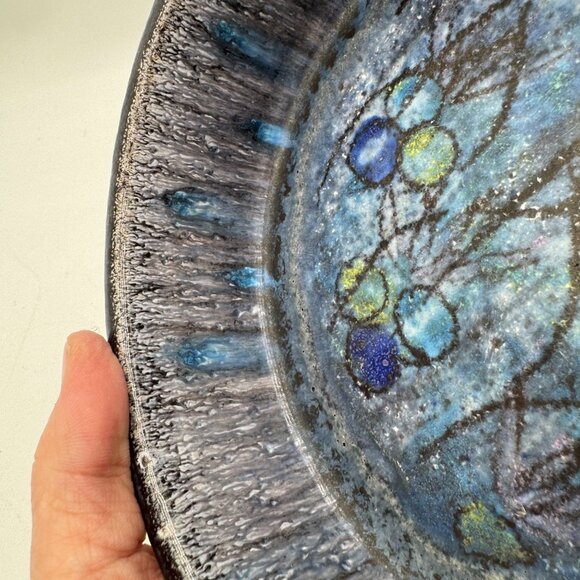 Vintage Bangholm Keramik Bowl Made in Denmark Studio  brown blue abstract design - Picture 8 of 11